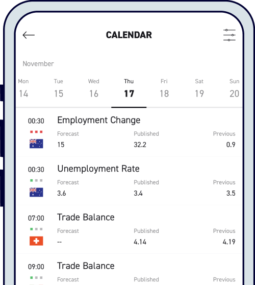 XTB calendar