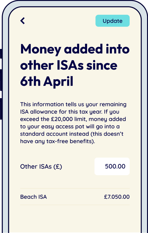 Money added into other ISAs since 6th April