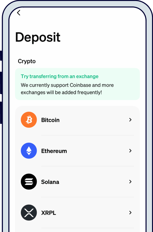 MoonPay's range of cryptocurrencies