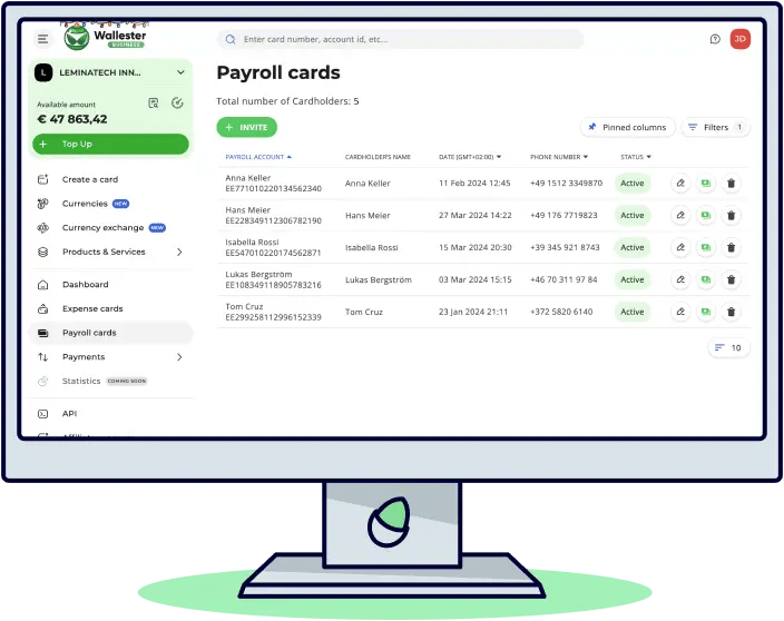 Wallester payroll cards